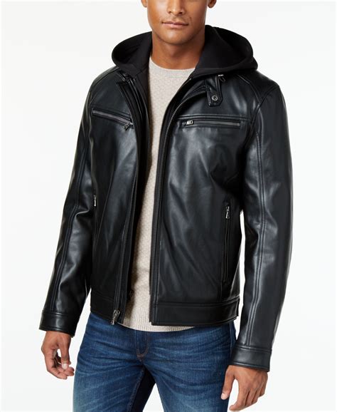 michael kors faux leather bomber jacket|Michael Kors bomber jacket men.